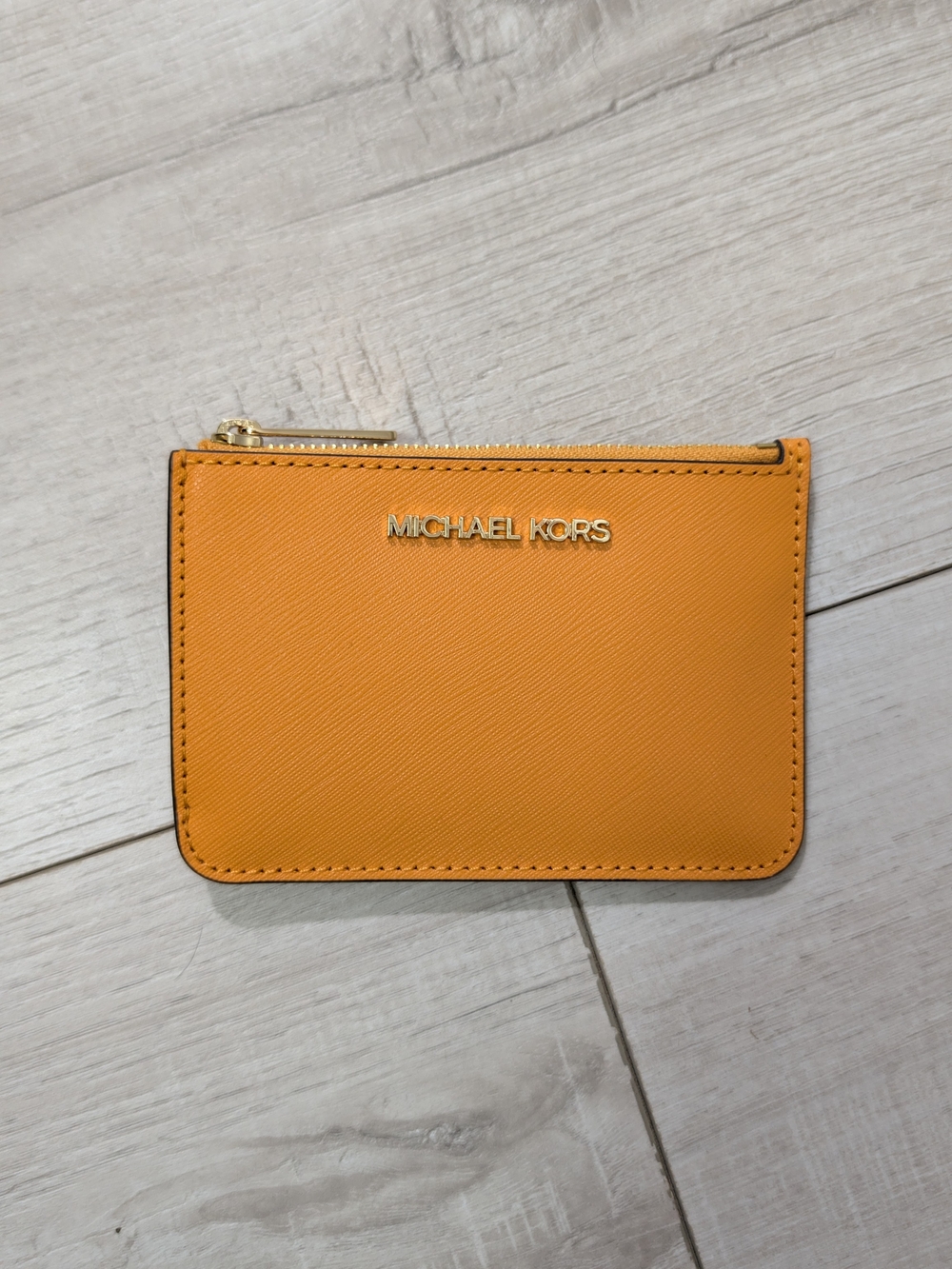 Michael Kors Jet Set Travel Small Leather Top Zip Coin Pouch Honeycomb Yellow